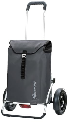 ANDERSEN Einkaufstrolley - Royal Shopper Plus Ortlieb anthrazit 49 L Handwagen, wasserdicht, wetterfest, Aluminium, klappbar, luftbereiftes Kugellagerrad