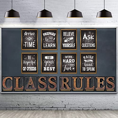 DUAIAI Klassenzimmer-Dekorationen, 18 Stück, Pinnwand, Klassenregeln, Poster für Klassenzimmer, inspirierendes, motivierendes Poster, Zitat für Schullehrerbedarf