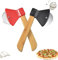 Ahoo Axe Pizza Cutter with Bamboo Handle Sharp Rotating Blade for Pizza, Bread and Cakes Dishwasher Safe (Red)