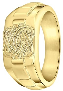 Lucardi - Herren Plattierter Ring - Rechteckig - Schmuck - Geschenk Gold