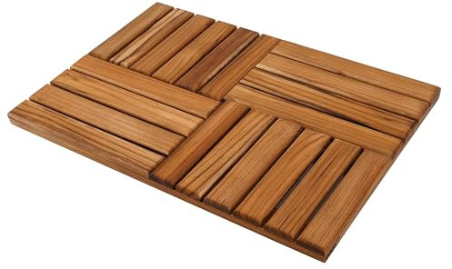 Utoplike Badematte aus Teakholz(61 x 40.5 cm), Holz-Duschmatte für Badezimmer,rutschfest, Holzboden, stabile Matte für Innendusche, Luxus-Spa, Zuhause oder Außenbereich