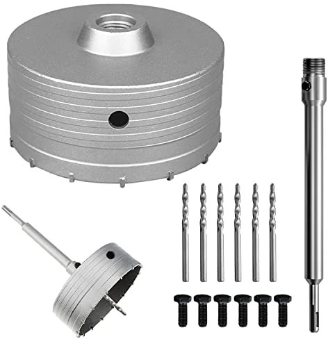Fresa a Tazza Carotatrice Muro Cemento Ø 130 mm, Trapano per Calcestruzzo con Gambo Esteso SDS in Carburo di Tungsteno da 220 MM per Condizionatori D'aria, Cappe o Lavatrici Punzonatura di Tubi