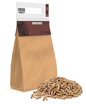Premium Hickory BBQ Wood Pellets 3kg – 100% Natural Fuel for Pizza Ovens, Kamado Grills, BBQ Smokers – Strong Smoky Flavour – Low Moisture, High Heat – Eco-Friendly, Plastic-Free Packaging