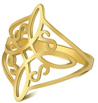 SIPURIS Hexenknotenring, keltischer Knotenring, Hexerei, Edelstahl, geometrischer Hexenknotenring, Wicca-Fingerringe, Ehering, stapelbarer Ring, Schmuck für Damen und Herren, 8, Edelstahl, Kein