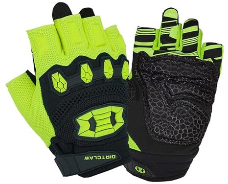 Seibertron Dirtclaw BMX MX ATV MTB Road Racing Mountain Bicicleta Ciclismo Off-Road/Dirt Bike Gel Padded Antideslizante Palm Guantes Sin Dedos Motocicleta Motocross Juvenil Niños Fluo Yellow M