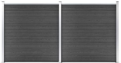 HOMIUSE Zaunelement Set WPC 353x186 cm Schwarz Gartenzaun Sichtschutz Zaun Sichtschutz Garten Sichtschutz Terrasse Zaunelement Langlebig und Beständig Gegen Fäulnis oder Rost