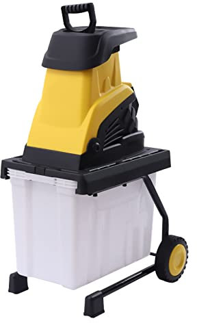 Elektro Gartenhäcksler Walzenhäcksler Elektrischer Holzhäcksler 2500 W Messerhäcksler Elektro-Leisehäcksler mit 45 Liter Auffangbehälter, 1,7 Zoll Schnittdurchmesser