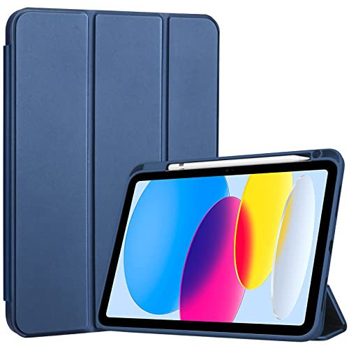 ProCase Hülle für iPad 10./11. Generation 2022 2025 (A16) Schutzhülle mit Stifthalter Leicht Dünn Smart Cover Hüllen -Blau