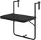 SFAREST Folding Hanging Table, Balcony Railing Side Table with 3-Level Adjustable Height, Portable Deck Table for Garden Porch Backyard (Black)