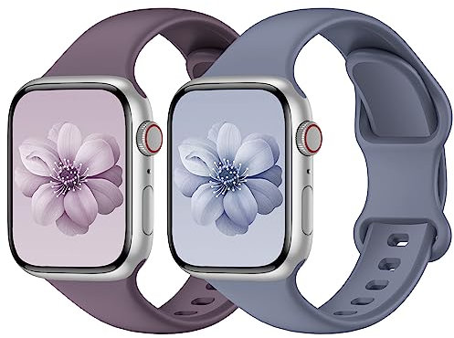 Yoohoo 2 Pack Sport Straps Compatible with Apple Watch Straps 38mm 40mm 41mm 42mm(Series 10) Women Men, Upgraded Soft Silicone Strap Replacement Watch Bands for iWatch Series 10 9 8 7 6 5 4 3 2 1 SE