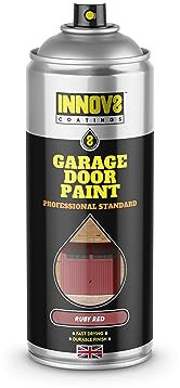 INNOV8 COATINGS GARAGE DOOR SPRAY PAINT - Exterior & Interior Door - Multi Surface - Metal, Wood & uPVC - No Primer or Top Coat - 1 x 400 ml - Professional Standard Fast Dry Satin Finish - RUBY RED