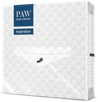 PAW - Geprägte Servietten 3-lagig (33 x 33 cm) I 20 Stück I Perfekt für Geburtstage, Partys, Hochzeiten, Kommunion, Feiern I Tischdeko Strukturierte Papierservietten I Inspiration Modern (white)