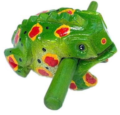 Thailändische Guiros-Percussion-Instrumente, Holzfrosch, Musikinstrument, Heimdekoration, handgefertigte Dekoration, 10,2 cm, Grün