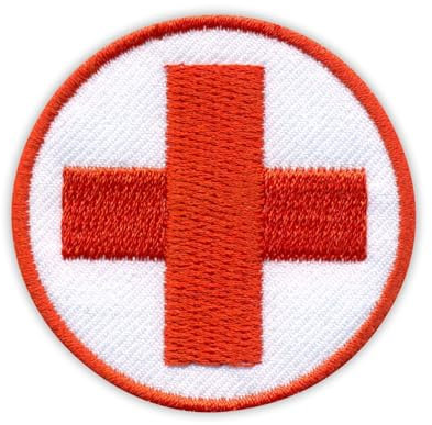 Medical Medic Patch – rund mit einem roten Kreuz – zum Aufnähen – bestickter Aufnäher / Abzeichen / Emblem