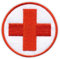 Medical Medic Patch – rund mit einem roten Kreuz – zum Aufnähen – bestickter Aufnäher / Abzeichen / Emblem