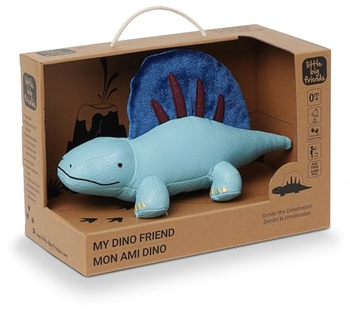 Little Big Friends Dino Friends | Stimuliert die Sinne mit Farben, Texturen und Einer klingelnden Glocke | Veganes Leder | Leicht zu reinigen | Dimitri der Dimetrodon