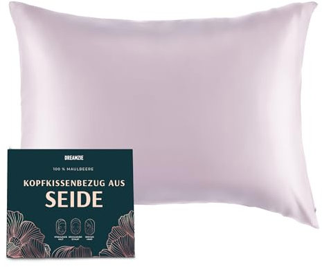 DREAMZIE Seidenkissenbezug 40 x 80 cm für Haar und Haut, Kissenbezüge Seide 19 Momme (Flieder, 1 Stück)