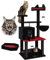 Globlazer Gothic Cat Tree, 62in Goth Cat Tower Kitty Cat Climbing Tower with Large Platform for Indoor Cats, Scratching Posts, Cozy Caves, F62, Black