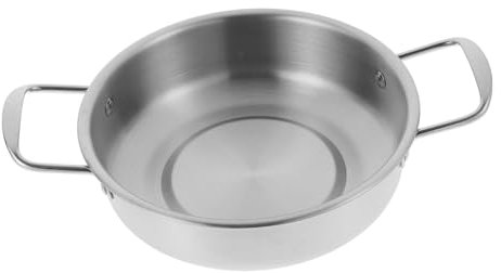 Ciieeo Wok Aus Edelstahl Mit Doppelgriff Kochpfanne Für Haushalts-hotpot Nudeltopf Küchenzubehör Aus Edelstahl Für Grillen Restaurant Küchenkochpfanne