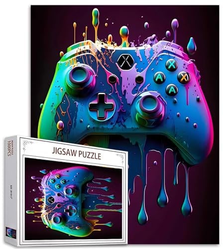 Gaming Themed Puzzles für Erwachsene 1000 Stück Videospiel Aquarell-Puzzle Kunst 27 x 20 Zoll Bunte DIY Puzzles für Home Decoration Familie Puzzle perfekt für Game Nights