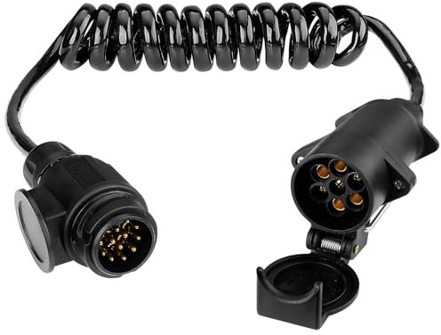 GEARMONSTER 2M Anhänger Verlängerungskabel 13-7 Polig, 12V Anhängerkabel Adapterkabel Anhänger Verlängerung Spiralkabel mit Stecker 13 Polig und Steckdose 7 Polig für Auto LKW RV Wohnwagen
