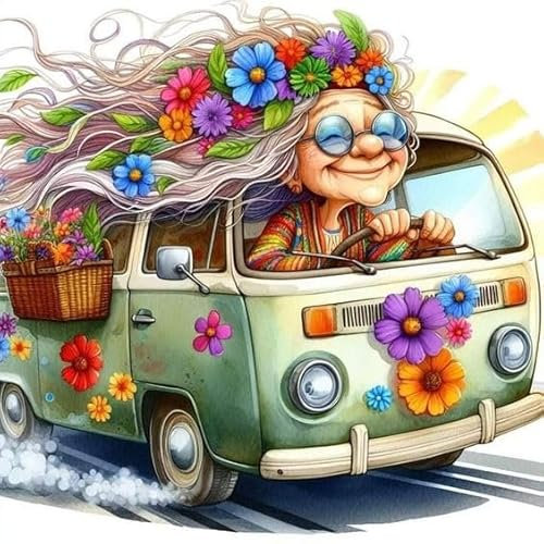 Mupmod Kit de pintura de diamantes de dibujos animados para adultos, kit de arte de diamantes para principiantes, kit de arte de gemas para decoración de pared del hogar (12 x 12 pulgadas)