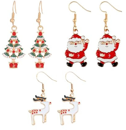 YWJewly Weihnachtsschmuck Weihnachten, festliche Ornamente, Damen-Ohrringe, festlicher Weihnachtsbaum, festliche Ohrringe, modische Anhänger-Ohrringe (B-Red, One Size)