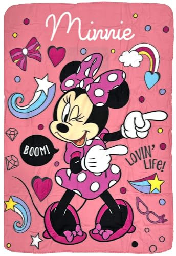 Clondo Couverture Plaid pour Enfants, pour Les Fans de Minnie, Doublure en Polaire Douce pour Fille, Idée Cadeau, Gadget, Super Doux