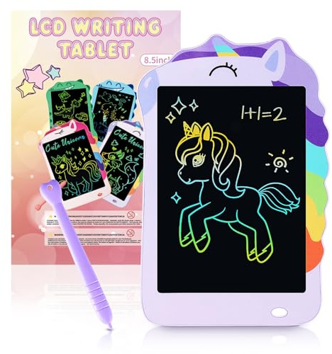 Unicorn LCD Writing Tablet, 8.5Inch Purple Toddler Drawing Pad for Kids | Reusable LCD drawing pad, Ideal birthday gift for girls boys ages 3 4 5 -12. Lightweight, portable, perfect for travel & home