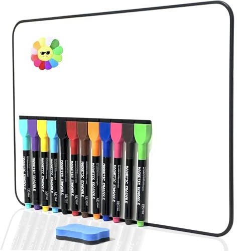 A3 Whiteboard, Magnetic Double Sided 30 X 42 cm Dry Erase White Board, Including 12 Wipe Boards Pens and 1 Eraser, for Writing Drawing School Home Classroom Office Use