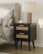 HEYZOEY Nachttisch Rattan, Beistelltisch mit Schublade, Nachtkommode mit Holz Beine für Schlafzimmer, Wohnzimmer (Black-2Drawer)