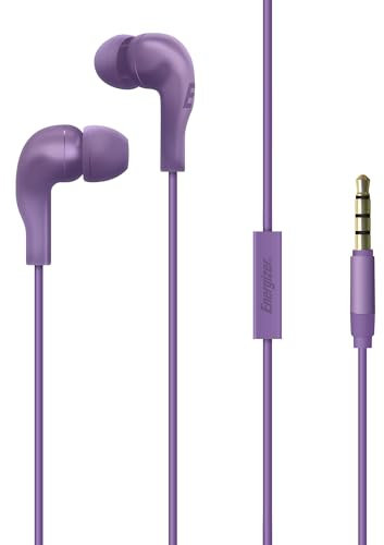 Energizer - Kabelgebundene In-Ear-Kopfhörer, Fernbedienung mit 1 Taste – Anschlüsse: 3,5 mm Klinkenkabel – Farbe: Violett