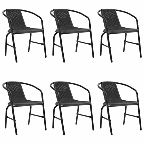 Iiaky Gartenstühle Stapelstuhl Garten 6 STK. Rattan-Optik Kunststoff und Stahl 110 kg