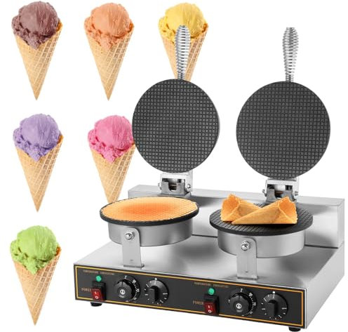 Belgian Waffle Maker, Commercial Intelligent Round Waffle Maker Nonstick Waffle Iron Machine, Professional Commercial Waffle Maker for Restaurant,Double-110V