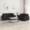 2-TLG. Sofagarnitur mit Kissen Schwarz Kunstleder,Hochwertige KunstlederCouchgarnitur mit 2 Sitzern für Exklusives Wohnen Wohnzimmer, Sofas