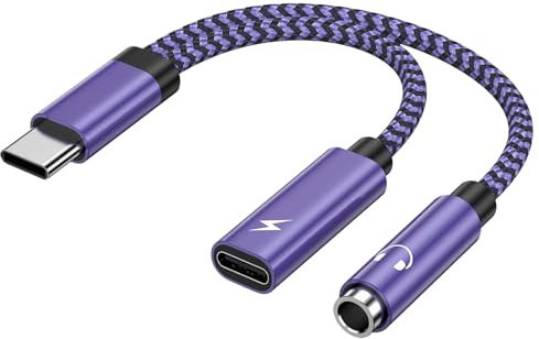 USB C Kopfhörer Adapter und Laden, 2 in 1 Typ C auf 3.5mm Klinke, USB C Samsung Adapter Kopfhörer, kompatibel mit iPhone 16/15 Pro,Samsung Galaxy S25 Ultra S24 S23 A45 A55,Huawei P60,Google Pixel