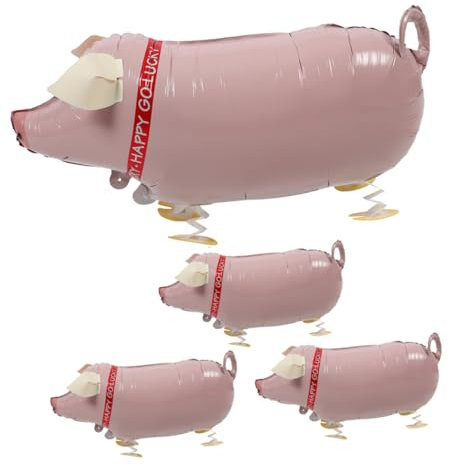 IMIKEYA 4stücke Rosa Laufende Schweine Ballons Charmante Folien Tier Ballons Aufblasbare Party Dekorationen Langlebige Aluminiumfolie Geburtstags Deko Für Mädchen