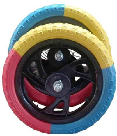 Wenoup 2 Stück 12 Zoll Schaumstoff Kinderlaufradräder mit Nylonnabe, Vollgummireifen (luftlos), Einfache Montage, Reparaturteile, Ersatzteil