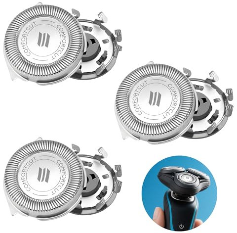 3 Stück Ersatzscherköpfe kompatibel mit Philips Series 5000/3000/2000 – Ersatzklingen für Nass Trocken Rasierer, Edelstahl Rasierklingen, Rasierer-Zubehör für präzise und komfortable Rasur
