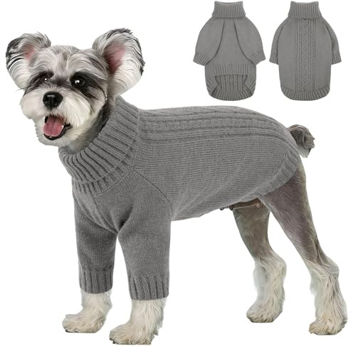 KONVINIT Hundepullover XS-2XL – Weicher, dehnbarer Strickpullover mit Zopfdesign, ideal für kalte Spaziergänge