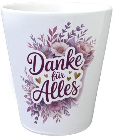 speecheese Danke Für Alles Blumentopf mit Aquarellblumen Kreativer Pflanzentopf mit Spruch als Dankessagung