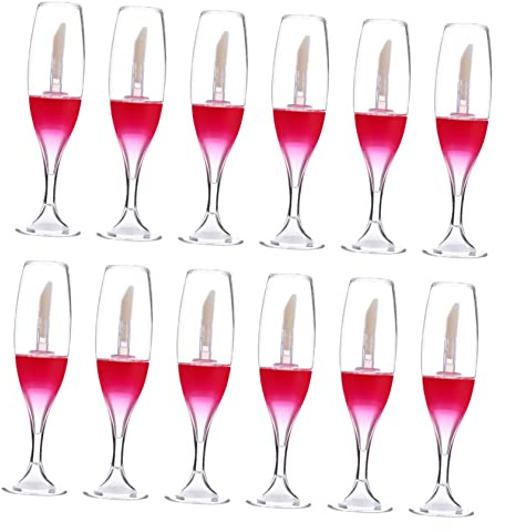 DONFAMDS Lot De 12 Flacons De Brillant à Lèvres 8 Ml De Verre à Vin Rouge, Transparent, Portable Pour Usage Quotidien Et Échantillons De Maquillage
