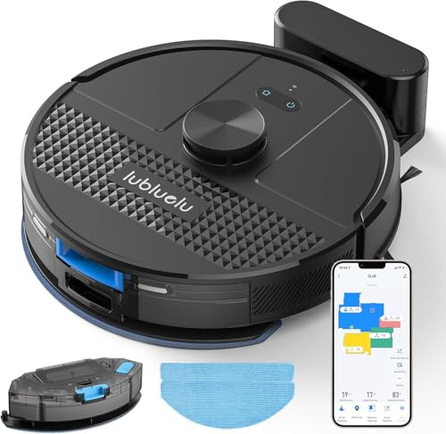 Lubluelu Saugroboter mit Wischfunktion 3-1, Staubsauger Roboter mit Lasernavigation, 54 dB Roboterstaubsauger mit Anti-Siphon-Technologie, 150 Min Laufzeit, APP Steuerung, 24 No-Go Zonen (SL68)