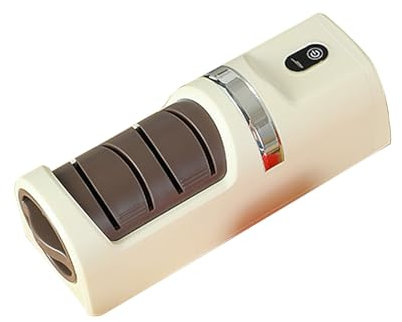 Yosoo Health Gear ‌Electric Knife Sharpener, USB Rechargeable Portable 3 Stage Professional Sharpener for Kitchen, Scissors, Butcher and Sporting Cutters, with Suction Base, Apricot Color‌ (Beige)