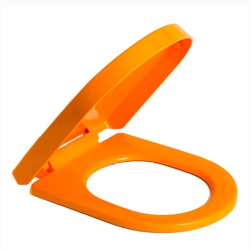 Brigtviee D/U-Shaped Toilet Seat PP Slow Close Toilet Seat with with Quiet Close and Quick Release Hinges, Easy to Install also Easy to Clean, Top Mount,Orange,36x44.5cm