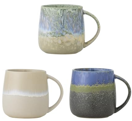 Creative Collection Cloe Mugs, Blue, Stoneware, D 9.5 x H 10 cm, Set of 3, 460 ml