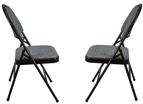 Meta Heavy Duty Folding Chair with Padded Fabric Seat & Backrest – Steel Frame, Comfortable Office, Dining, Study & Party Chair, Supports Heavyweight Persons (2, Blue)