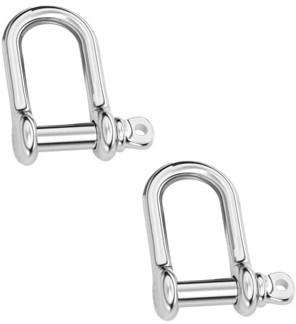 Qrity 2 Pcs D Ring Shackle, Stainless Steel Screw Pin Shackle, M4 Hardware Chains Anchor Screw Pin for Chains Wire Rope Lifting