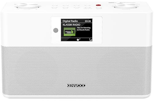Kenwood CR-ST85DAB-B Radio Digital Dab FM Bluetooth - Blanco | Sonido estereo bass reflex con pantalla color IPS y mando - Radio digital sin interferencias