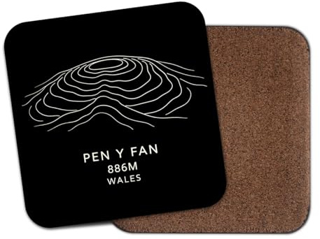 1 x Pen Y Fan Mountain Coaster - Wales Welsh National Park UK Contour Map Hike Funny Birthday Office Gift #84262